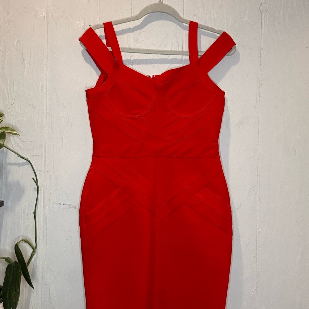 Elegant Red Women's Bandage Dress